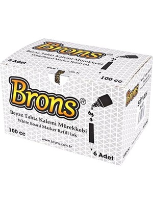 Brons Br-353 Beyaz Tahta Kalem Mürekkebi 100 Cc Siyah 6 Lı (1 Paket 6 Adet)