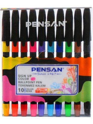 Pensan 10'lu Renkli Tükenmez Kalem Seti Akıcı Mürekkep ile Pürüzsüz Yazım İçin İdeal