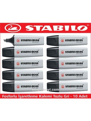 Stabilo Boss Fosforlu Işaretleme Kalemi Pastel Tozlu Gri 10'lu