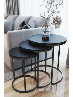 Usta Mekan 3lü Lü x  Zigon Sehpa Siyah Siyah