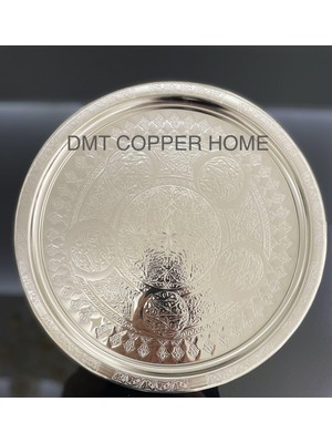 Dmt Copper Home Gaziantep 34 cm  Krom Nikel Kaplama 34 cm sunum Servis Tepsisi Otantik Görünümlü