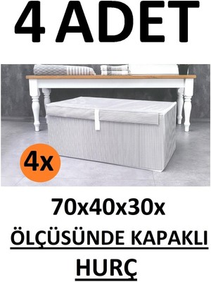 EC Shop Yegge 4 Adet Kapaklı Kutu Hurç Mega Boy 70*40*30* Çok Amaçlı Kutu Hurç 4 x