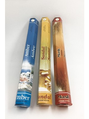 Flute Tütsü Mi x  3 Kutu Misk, Amber, Sandal 60 Adet Tütsü Çubuğu Tütsü Mi x 2 3