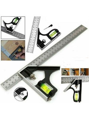 Bts Ayarlanabilir Terazili Açı Ölçer Gönye 30 cm Paslanmaz Çelik Çok Amaçlı Kullanım