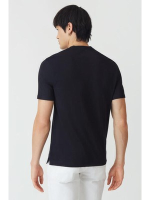 Bisse Erkek İpek Apreli Basic V Yaka T-Shirt SIYAH TS22Y22012_D99