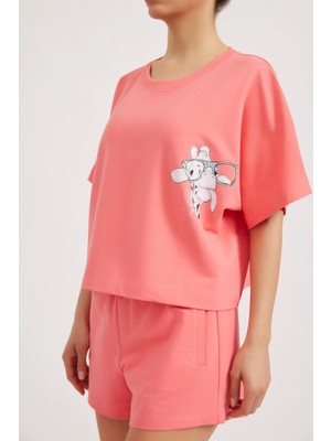 Kadın Fun Giraffe T-shirt Pembe