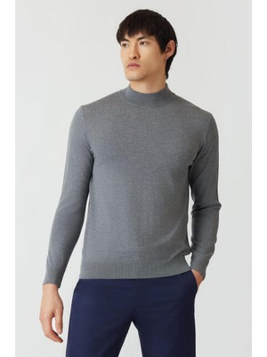 Bisse Erkek Basic Yarım Balıkçı Triko Koyu-Gri TR21K21209_D56