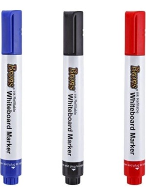 Brons 3 Adet Doldurulabilir Tahta Kalemi - Mavi Kırmızı Siyah Renk Seçenekleri