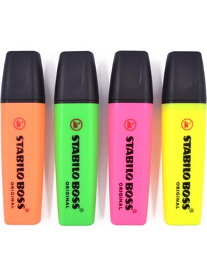 Stabilo Boss Fosforlu Işaretleme Kalemi Canlı Renkler 4'lü Set