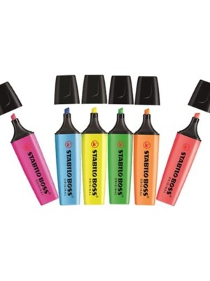 Stabilo Boss Fosforlu Işaretleme Kalemi Canlı Renkler 6'lı Set