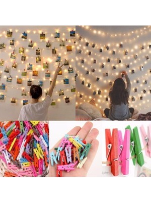 Ddtrend 5 Metre Piller Dahil Peri LED Gün Işığı + 25 Adet Renkli Küçük Mandal