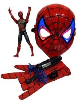 Marvel Spider-Man Ağ Atan Eldiven Işıklı Maske 18 cm Işıklı Figür 3 Lü Set Oyuncak