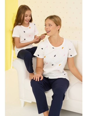 Siyah İnci Pamuklu Kısa Kollu Pijama Takım 23107052