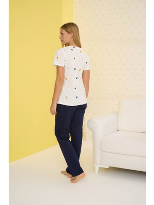 Siyah İnci Pamuklu Kısa Kollu Pijama Takım 23107052
