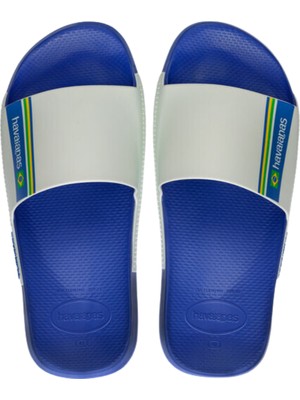 Havaianas Slide Brasil Erkek Beyaz Mavi Terlik