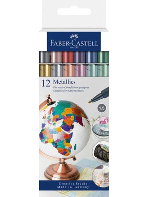 Faber-Castell Faber Castell Metalik Markör, 12'li Set