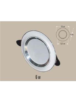 Cata CT-5257 6W/6400K Zebra LED Armatür (Beyaz-Krom) (BEYAZ-12ADET) Uyumlu