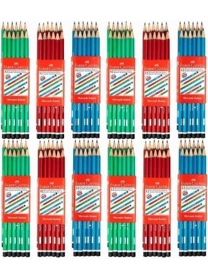 Faber-Castell Faber Castell 144’LÜ Mercanlı Kurşun Kalem Mavi Yeşil Kırmızı