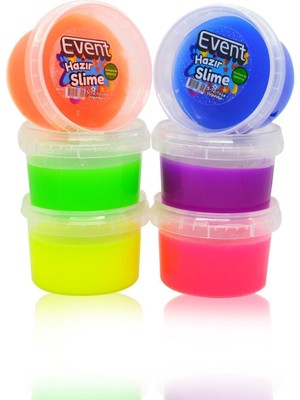 Eventi Event 6 Renk Neon Fosforlu Hazır Slime - Hazır Slaym Oyunu 6X170GR