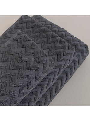 Chakra Zigzag Banyo Havlusu  70X140 cm Beyaz/antrasıt