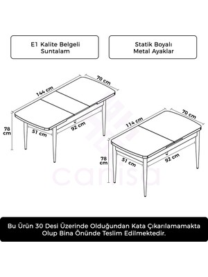 Canisa Concept Kor Serisi 70X114 Açılabilir Barok Mutfak Masası, Yemek Masası