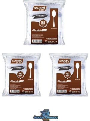 Sword Pack Plastik Lüx Kaşık 100’LÜ 3 Paket