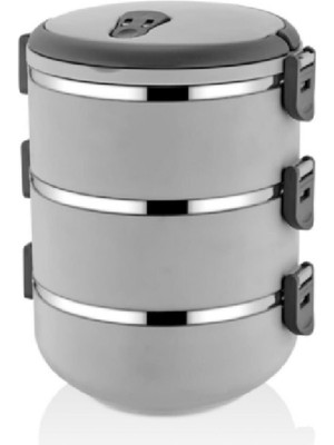 Freshbox Gri 3 Katlı Sızdırmaz Yemek Termosu Sefer Tası