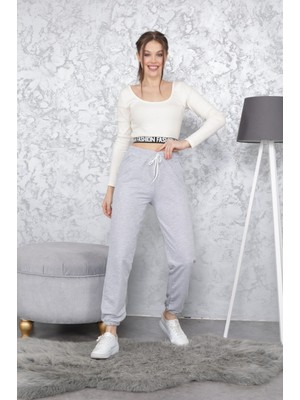 POLYMOOD Kadın Eşofman Altı Jogger Beli ve Paçası Lastikli