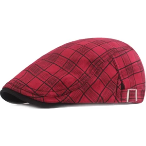 Ekose Kumaş Bere Erkek ve Kadın Retro Ördek Dili Ileri Şapka (Yurt Dışından)