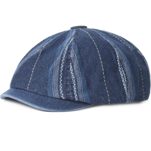Denim Sekizgen Şapka Edebi Gençlik Bere Retro Newsboy Şapka (Yurt Dışından)