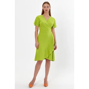 Alexander Gardi Bağlamalı Volanlı Kruvaze Elbise (B23-499B)