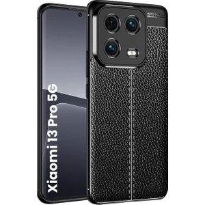 Xiaomi 13 Pro (Global) Leather Serisi Deri Efekt Silikon Kılıf - Siyah AL3337