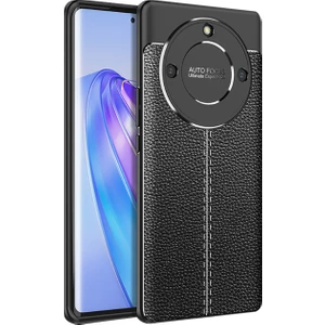 Honor X9A 5g Leather Serisi Deri Efekt Silikon Kılıf - Siyah AL3337