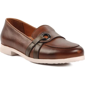 9090 Taba  Deri Kadın Casual Ayakkabı