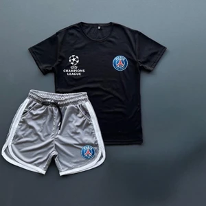New Cabin Yeni Sezon Trend Psg Baskılı Forma Kumaş Tshirt- Forma Kumaş Şort 2'li