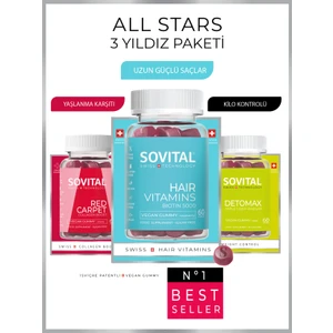 3 Yıldız Paketi - SOVITAL Hair + Red Carpet + Detomax