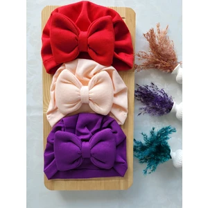 Seher Bebe Butik Kız Bebek&çocuk Renkli Fiyonklu Bone Set