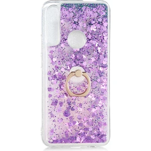 Heptek İletişim Huawei Y9 Prime 2019 Kılıf Sıvılı Akışkanlı Renkli Desenli Simli Yüzüklü Silikon Kapak (Milce)