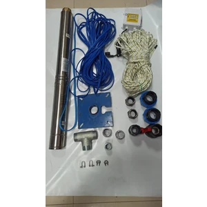 4sdm2/16 1 hp 95 mt Yassı Kablolu ve Panolu 95 mt Halatlı Çift Vanalı Akıtma Başlıklı Monofaze Takım Dalgıç Pompa