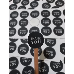 Genç Girişimci Kuşe Sticker - Thank You- Siyah Zemin -(3X3CM) 50 Adet