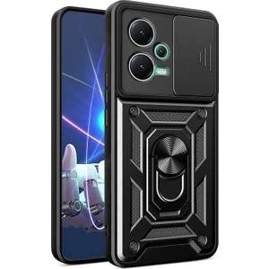 Kny Xiaomi Poco X5 Kılıf Ultra Korumalı Yüzüklü Manyetik Sürgülü Vega Kapak