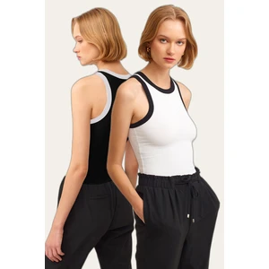 la & vetta 2'li Paket Fitilli Halter Yaka Örme Atlet