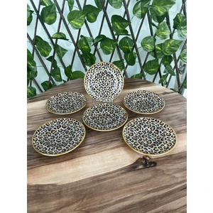 Gürcü Glass Leopar Desen 6 Adet Çay Tabağı 12,5 cm