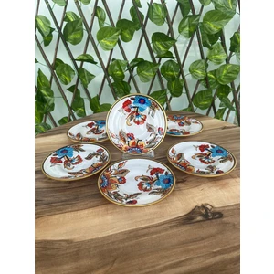 Gürcü Glass Çiçek Desen Beyaz 6 Adet Çay Tabağı 12,5 cm