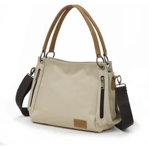 Cappadocia Vintage 3230 Phaselis Kadın Krem Kanvas Omuz El Günlük Tote Çanta Çok Cepli