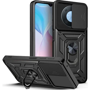 Huawei Nova Y90 Kılıf Kamera Korumalı Sürgülü Yüzüklü Armor Military Tank Koruyucu Kapak