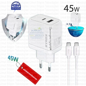 45W Usb-C Süper Hızlı Şarj Aleti - 45 Watt Superfast Şarj Aleti Telefon Tablet Şarj Adaptörü