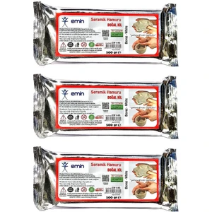 Emin İş Eğitimi Seramik Hamuru Doğal Kil 500 gr Beyaz Kil Hamuru 3 Paket Seramik Kili Beyaz Renk Modelleme Çamuru