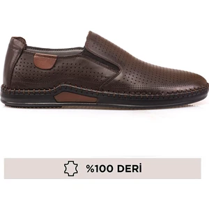 Deri Yazlık Tabana Dikişli Delikli Erkek Ayakkabı