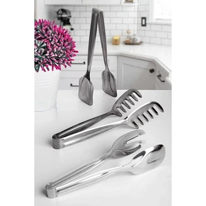 Servis Sunum Maşa Seti Çelik Mutfak Salata Makarna Maşa Lüx Paslanmaz Metal 3 Lü Maşa Seti